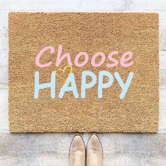 Choose Happy/Cheerful Vibes/Women&Kids Design D83D DE0A D83D DC99 Coir Doormats
