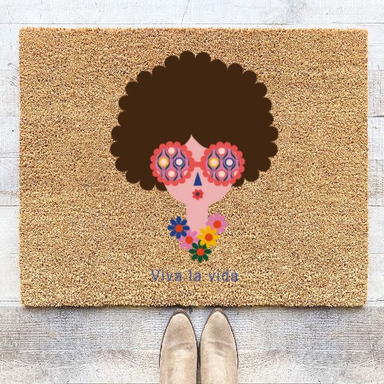 Cute Frida Kahlo In Colorful Summer Vacation Coir Doormats