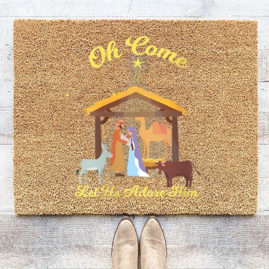 Let Us Adore Him - Advent Nativity Scene North Coir Doormats