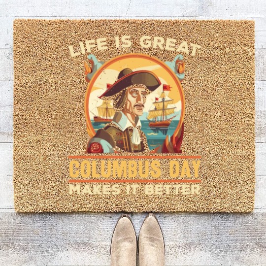 Christopher Columbus Italian American Columbus Day Coir Doormats