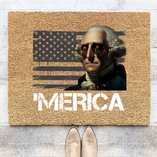 Merica George Washington Independence Day USA Coir Doormats