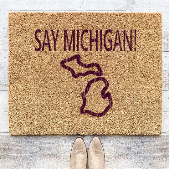 Say Michigan vintage yellow Coir Doormats