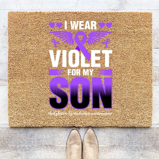 I Wear Violet For My Son Hodgkins Lymphoma Coir Doormats