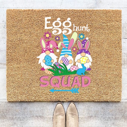Egg Hunt Squad green Coir Doormats