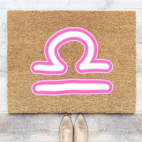 Libra Zodiac Sign Neon Pink Coir Doormats