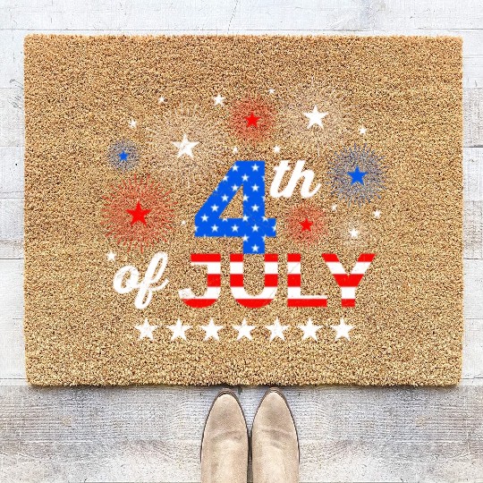 4th July Independence Day Independent America Coir Doormats