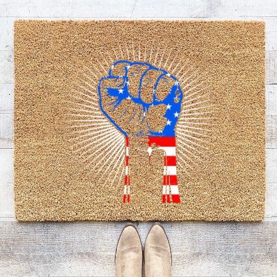 American Fist Stars and Stripes USA Party Coir Doormats