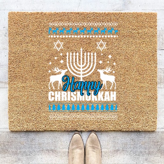 Happy Chrismukkah Ugly Style Coir Doormats