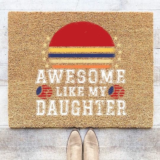 Retro Sunset Icon for Daughter Coir Doormats