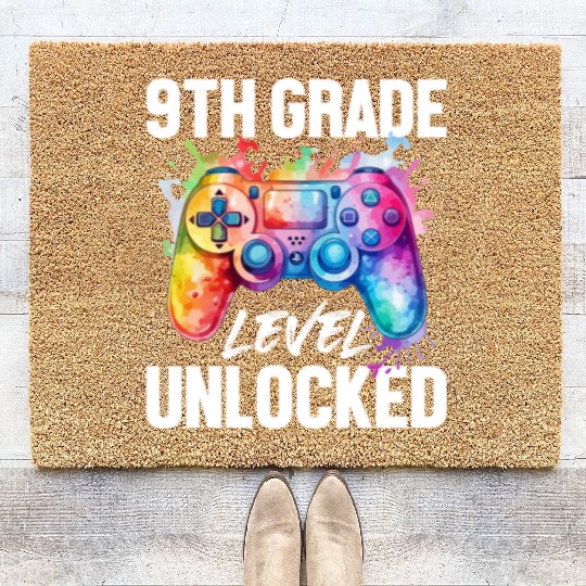 9th Grade Level Unlocked Back to School Video Game Coir Doormats