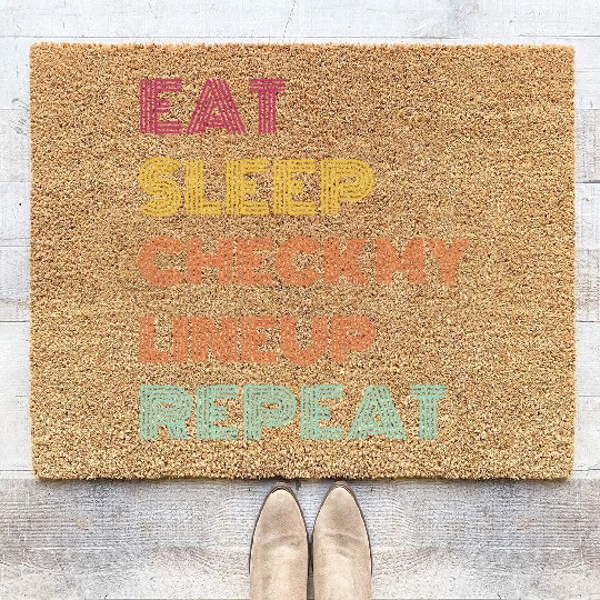 Eat Sleep Check Line Up Repeat Fantasy Football Coir Doormats