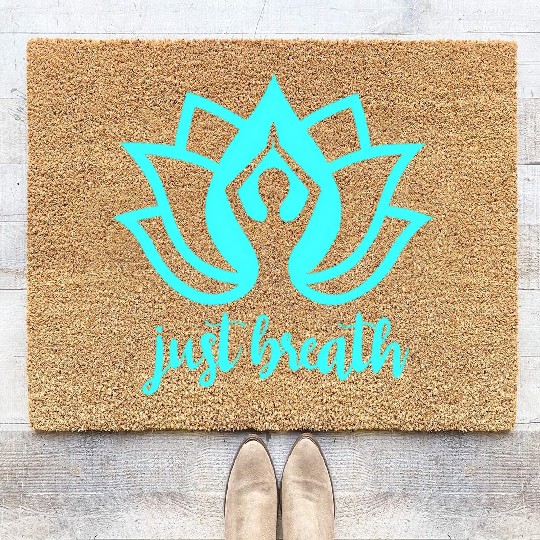 Just Breath Yoga Namaste Zen Lotus Coir Doormats