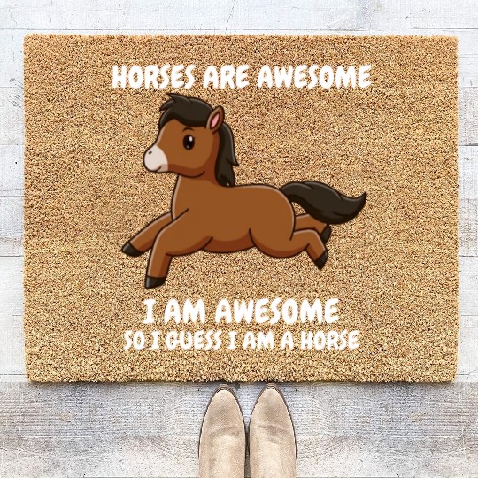 Cute brown horse Coir Doormats