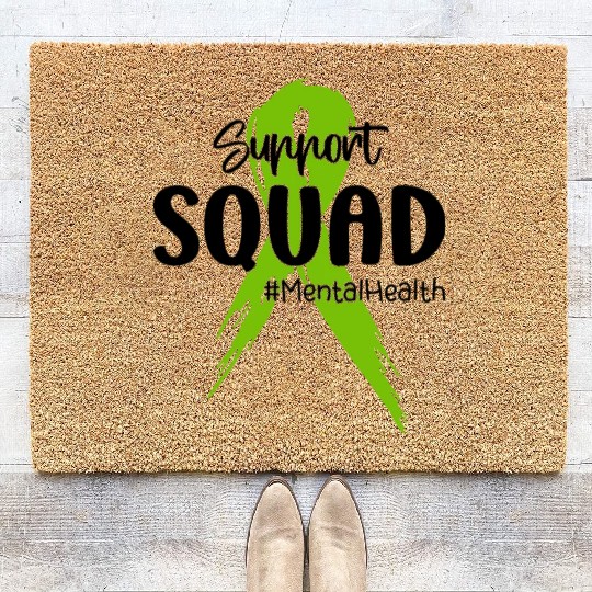 Support Squad Mental Health Awareness Lime Green Coir Doormats
