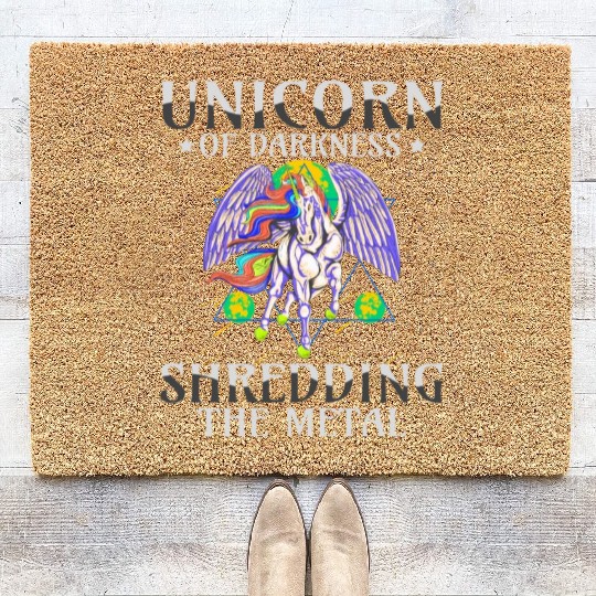 Goth Rock Satan Girl Woman Festivals Death Metal Coir Doormats