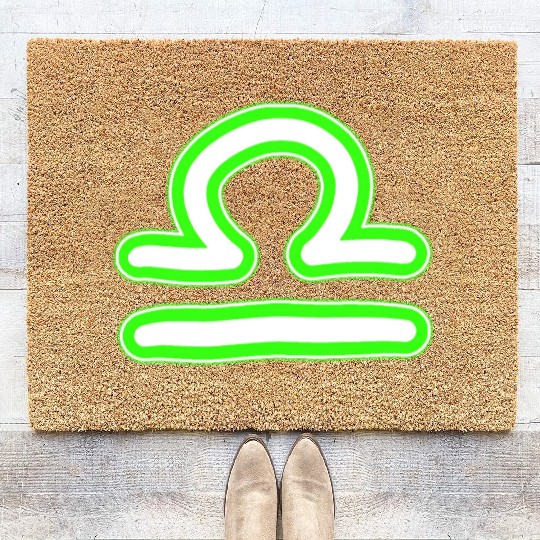 Libra Zodiac Sign Neon Green Coir Doormats