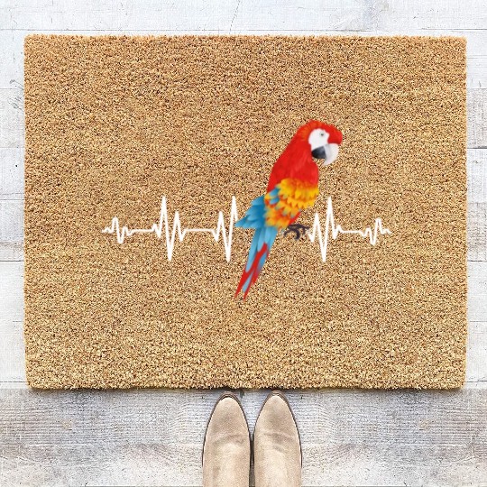 Macaw Heart Beat Parrot lover Macaws Parrots Coir Doormats