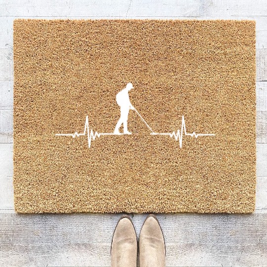 Metal Detector Love Metal Detecting Heartbeat Card Coir Doormats