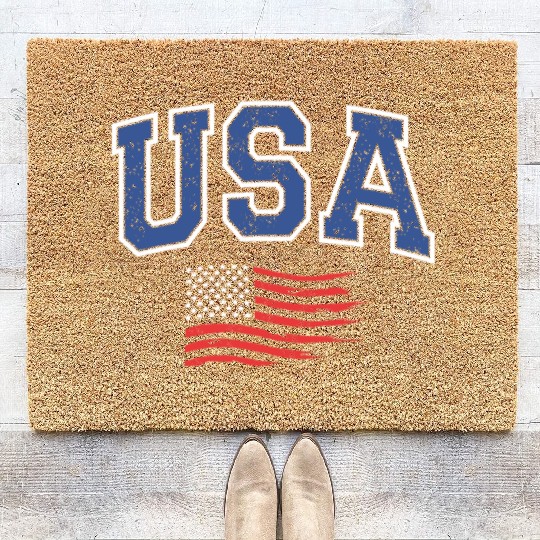 USA Flag Patriotic 4th of July America Coir Doormats