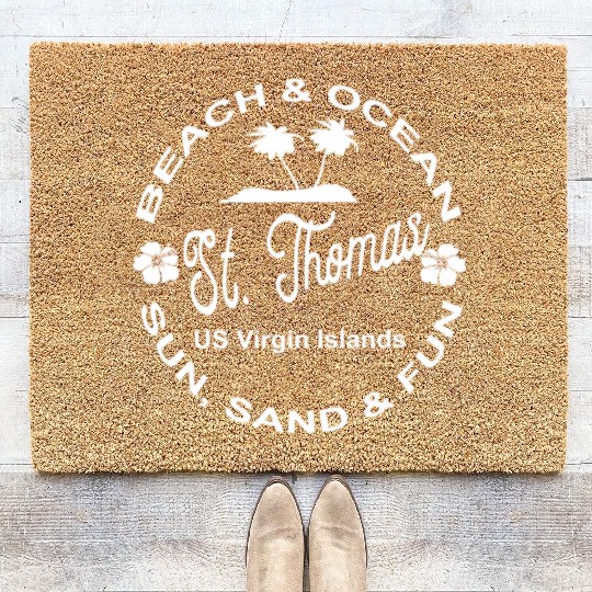 Tropical Beach Ocean St Thomas Us Island Coir Doormats