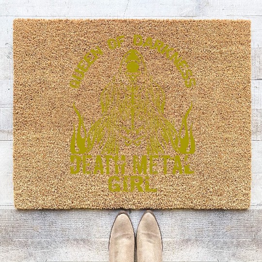 Goth Rock Satan Girl Woman Festivals Death Metal Coir Doormats