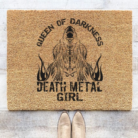 Goth Rock Satan Girl Woman Festivals Death Metal Coir Doormats
