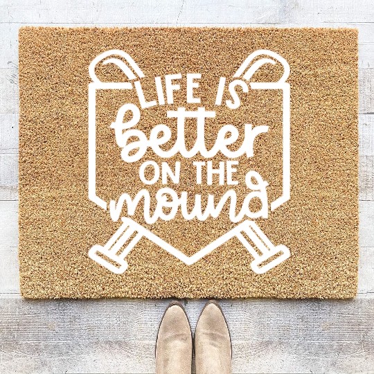 Life Is Better On The Mound Baseball Pitcher Coir Doormats