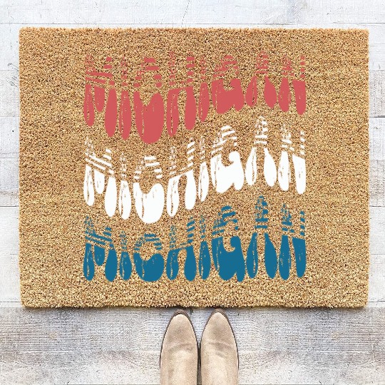 Michigan Red White Blue Cute Groovy Coir Doormats