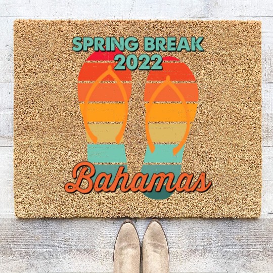 Spring Break Bahamas Beach 2022 Flip Flops Coir Doormats