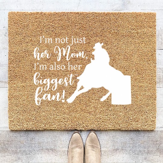 Mom Barrel Racing Horse Riding Racer Back Print Coir Doormats
