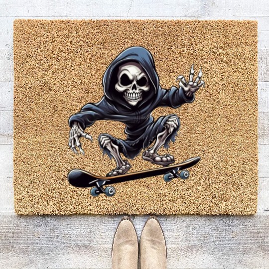 Embrace the Afterlife on Wheels: Grim Reaper Skate Coir Doormats