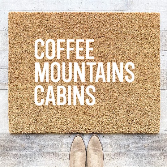 Coffee Mountains Cabins Campfire Outdoorsy Coir Doormats