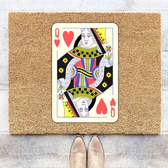 Queen Of Hearts Playing Card Halloween Coir Doormats