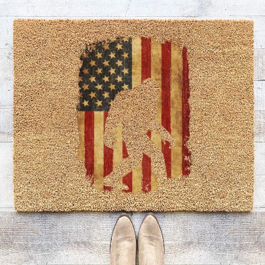 Us Flag Bigfoot Hide And Seek Champion Bigfoot Coir Doormats
