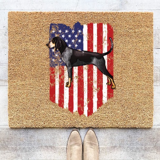 American Flag Bluetick Coonhound 4Th Of July Usa Coir Doormats