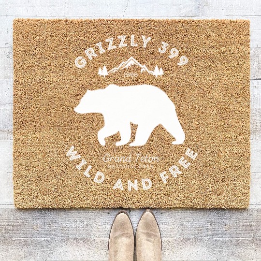 Grizzly 399 Wild Free Grand Teton National Park Coir Doormats