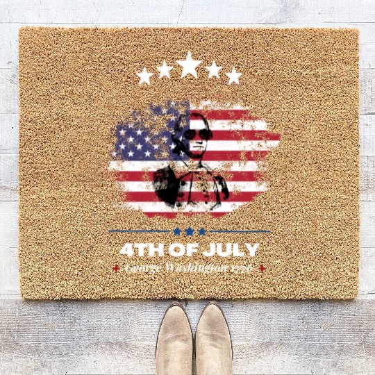 4th Of July Suck It England George Washington 1776 Coir Doormats