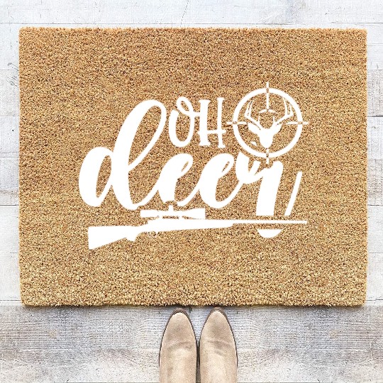 oh deer hunting Coir Doormats