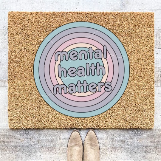 Mental Health Matters | Retro Circle French Grey Coir Doormats