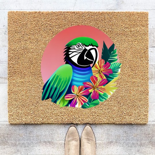 Macaw in the Tropics Coir Doormats