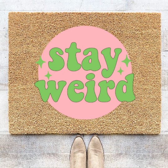 Stay weird 80s yellow stars Coir Doormats