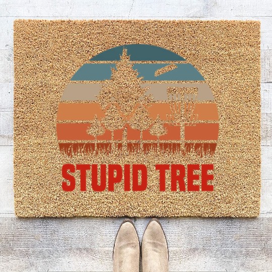 Funny Disc Golf Stupid Tree Art Frisbee Coir Doormats