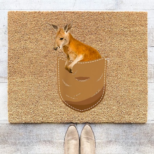 Kangaroo In Pocket Funny Animal Lover Coir Doormats