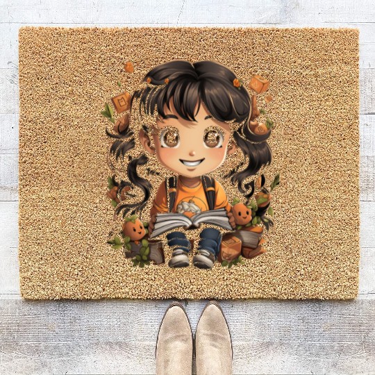 Back to School Pre-K Kindergarten Student Chibi Coir Doormats