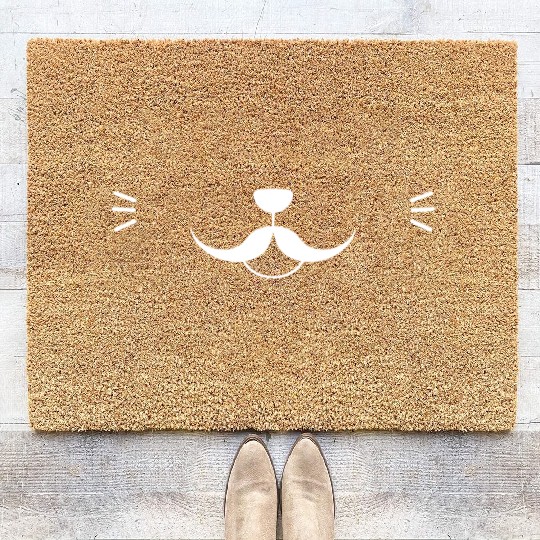 Moustache Cat Face Coir Doormats