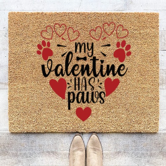 My Valentine Has Paws Coir Doormats