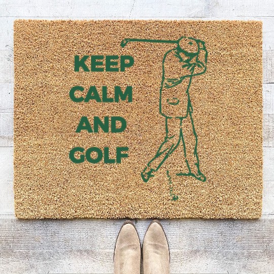 Keep calm and golf Coir Doormats
