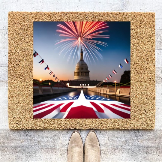 Independence Day, U.S.A., celebration, party, year Coir Doormats