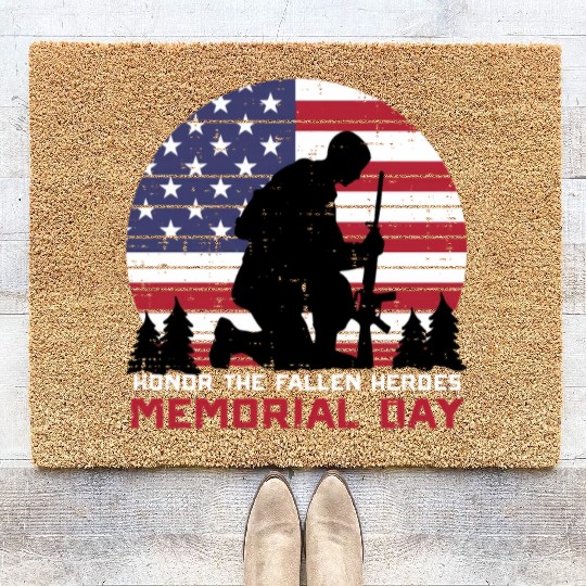 Honor The Fallen Heroes Memorial Day Us Flag Coir Doormats