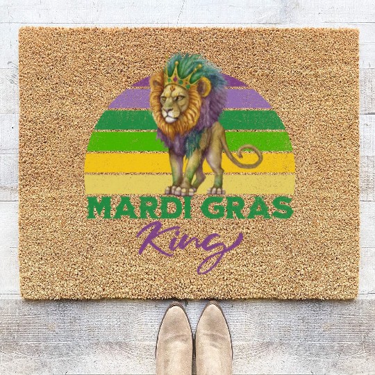 Mardi Gras King Lion With Crown Coir Doormats